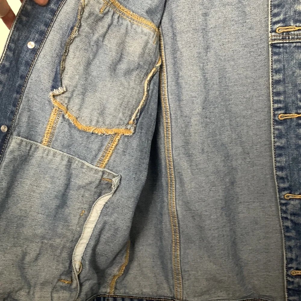 Forever 21 Men Blue Denim Distressed Jacket - Medium - Picture 11 of 11